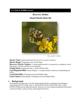 Recovery Outline for Island Marble Butterfly