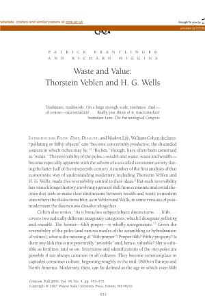 Thorstein Veblen and HG Wells