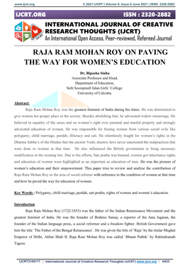 Raja Ram Mohan Roy on Paving the Way for Women's