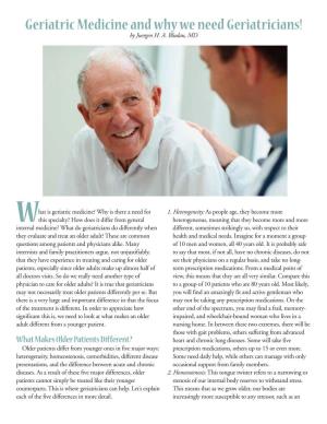 Geriatric Medicine and Why We Need Geriatricians! by Juergen H