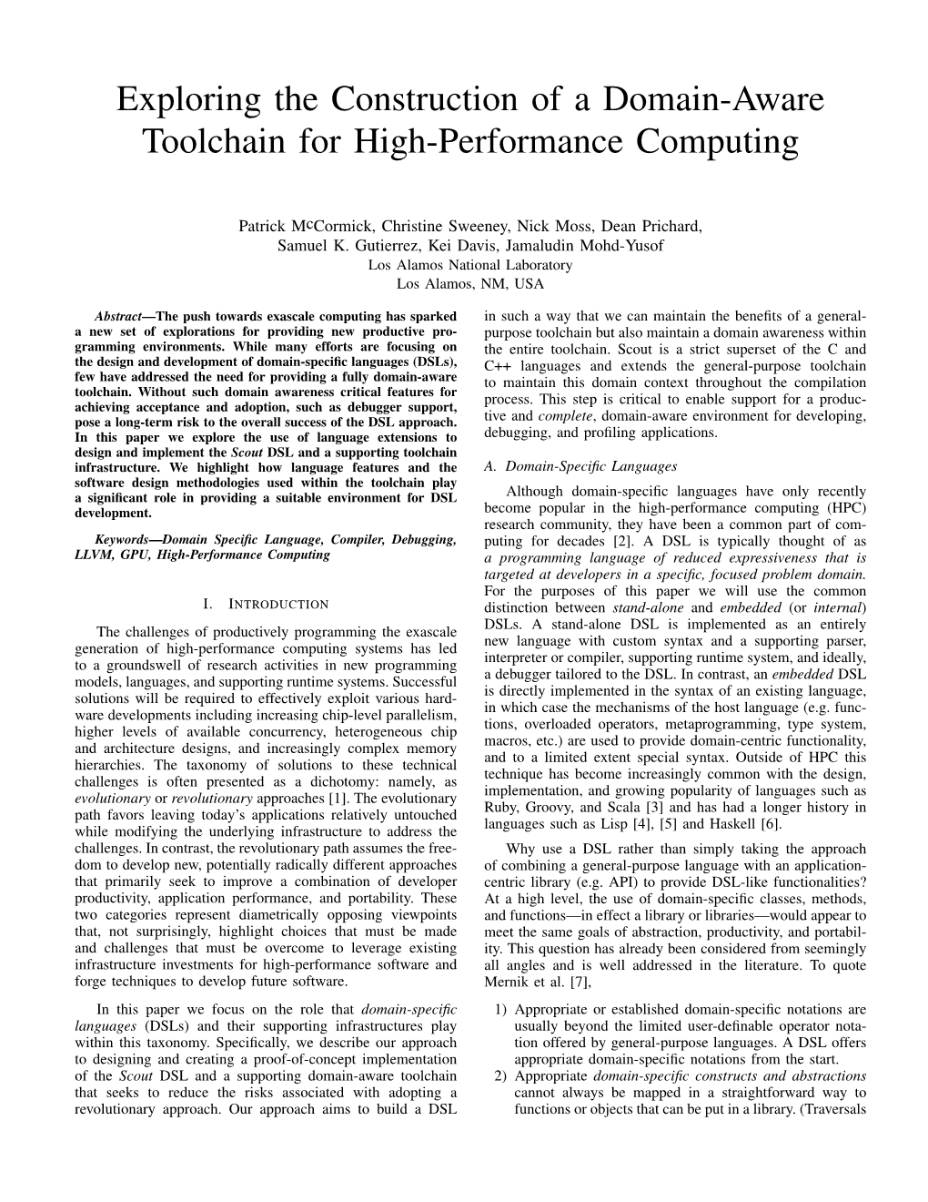 Exploring the Construction of a Domain-Aware Toolchain for High-Performance Computing