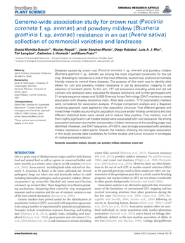 Genome-Wide Association Study for Crown Rust (Puccinia Coronata F. Sp
