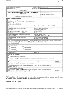 Fcc 302-Fm Application for Fm Broadcast Station License