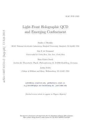 Light-Front Holographic QCD and Emerging Confinement