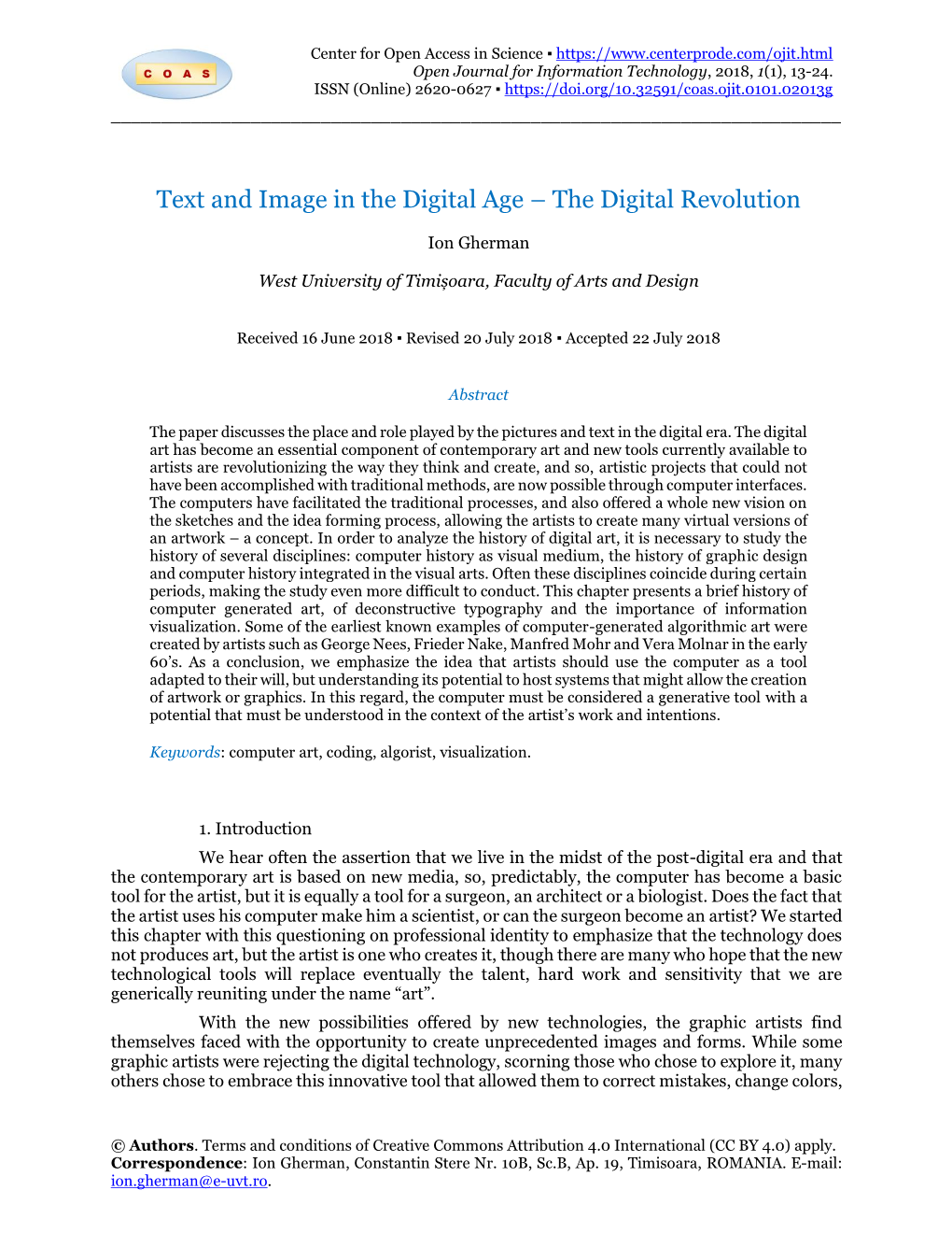 Text and Image in the Digital Age – the Digital Revolution