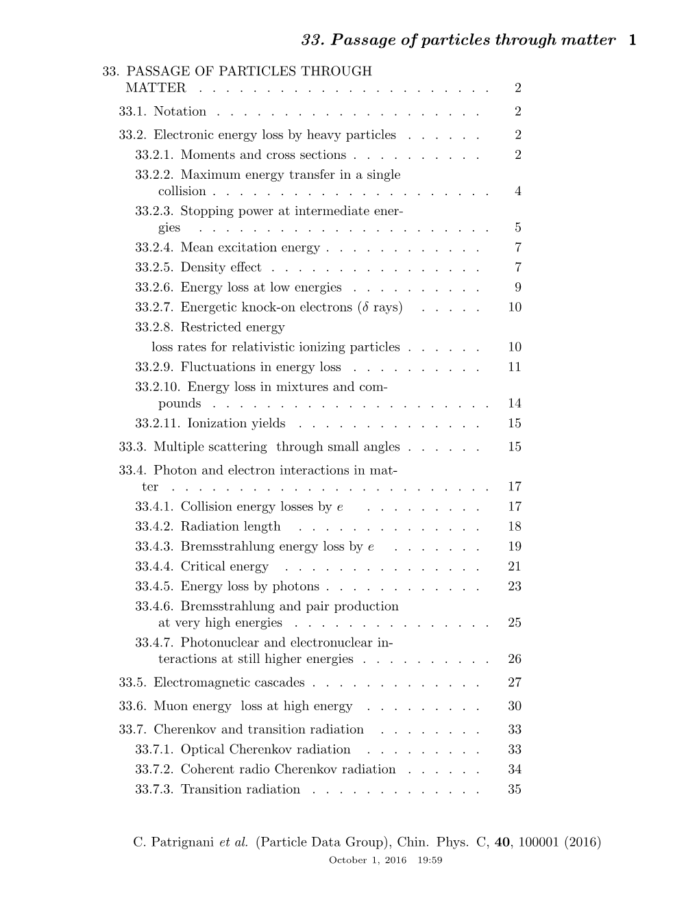 33. Passage of Particles Through Matter 1