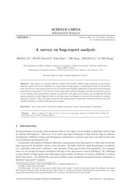 A Survey on Bug-Report Analysis.Scichinainfsci,2015,58: 021101(24), Doi: 10.1007/S11432-014-5241-2