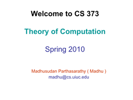 CS 273 Introduction to the Theory of Computation Fall 2006