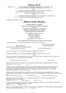 Form 20-F Allied Irish Banks