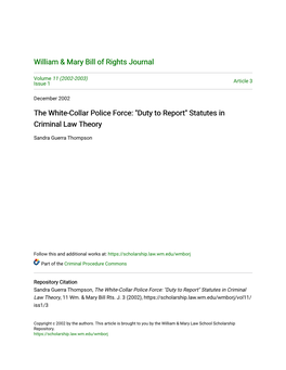 The White-Collar Police Force: "Duty to Report" Statutes in Criminal Law Theory