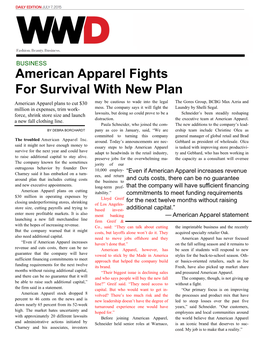 American Apparel Fights for Survival with New Plan
