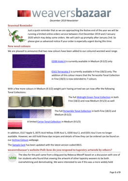 Seasonal Reminder New Wool Colours Weaversbazaar's Website Poll: How