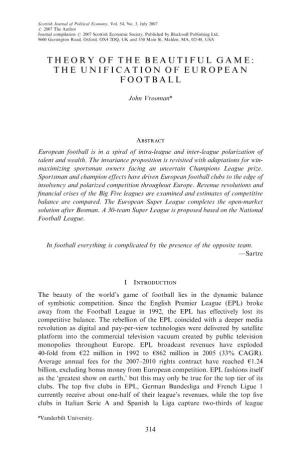 Theory of the Beautiful Game: the Unification of European Football