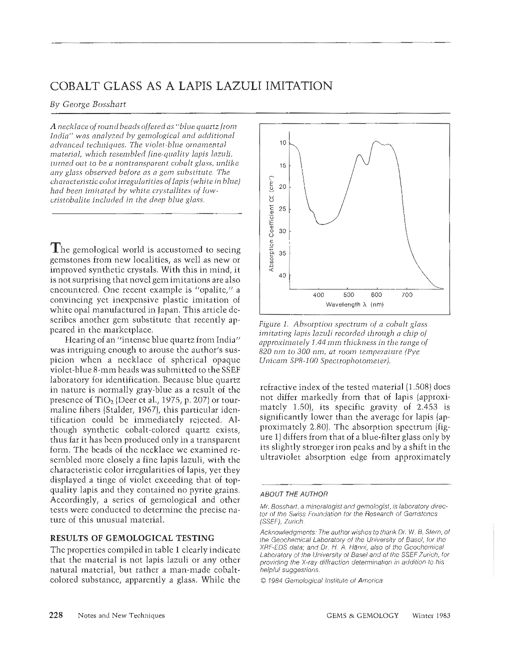 COBALT GLASS AS a LAPIS LAZULI IMITATION by George Bosshart