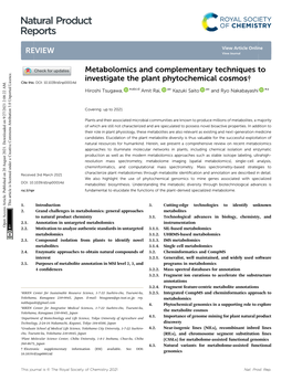 Metabolomics and Complementary Techniques to Investigate the Plant