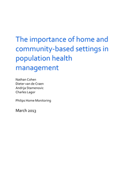 The Importance of Home and Community-Based Settings in Population Health Management