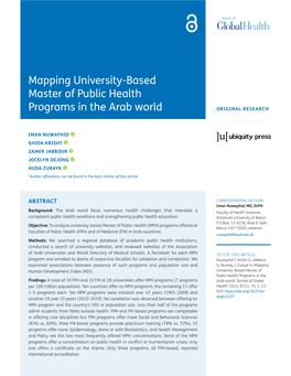 Mapping University-Based Master of Public Health Programs in the Arab