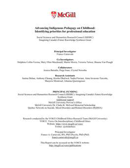 Advancing Indigenous Pedagogy on Childhood: Identifying Priorities for Professional Education