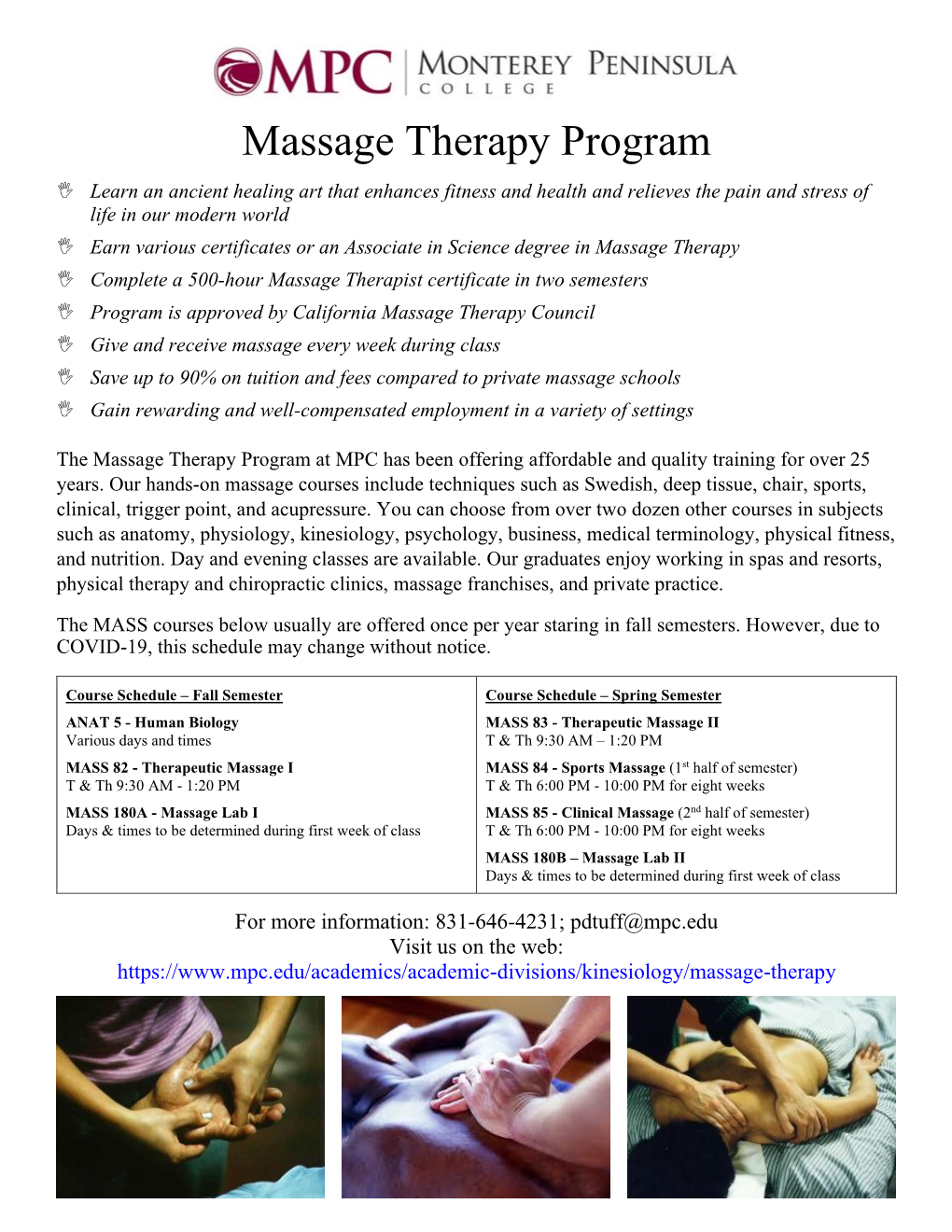 Massage Therapy Program