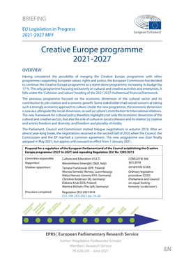 Creative Europe Programme 2021-2027