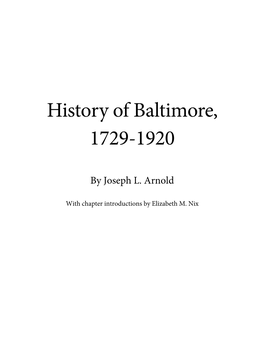 History of Baltimore, 1729-1920