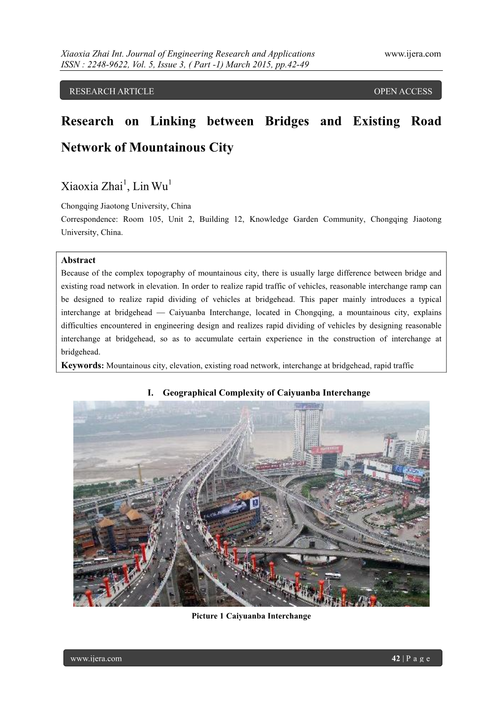Research on Linking Between Bridges and Existing Road Network of Mountainous City