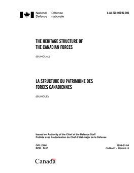 The Heritage Structure of the Canadian Forces