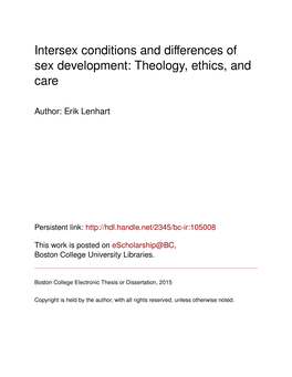 Intersex Conditions and Differences of Sex Development