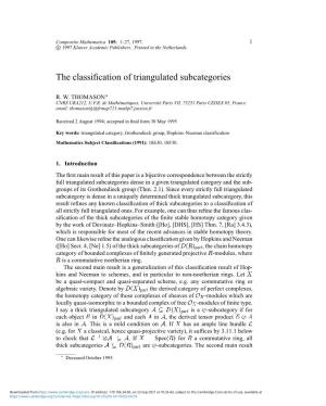 The Classification of Triangulated Subcategories 3