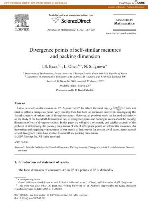 Divergence Points of Self-Similar Measures and Packing Dimension