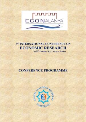 3Rd INTERNATIONAL CONFERENCE on ECONOMIC RESEARCH 24-25Th October 2019, Alanya, Turkey