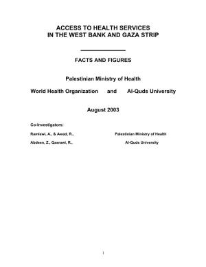 Access to Health Services in the West Bank and Gaza Strip