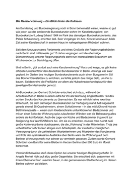 Die Kanzlerwohnung – Ein Blick Hinter Die Kulissen Als Bundestag Und