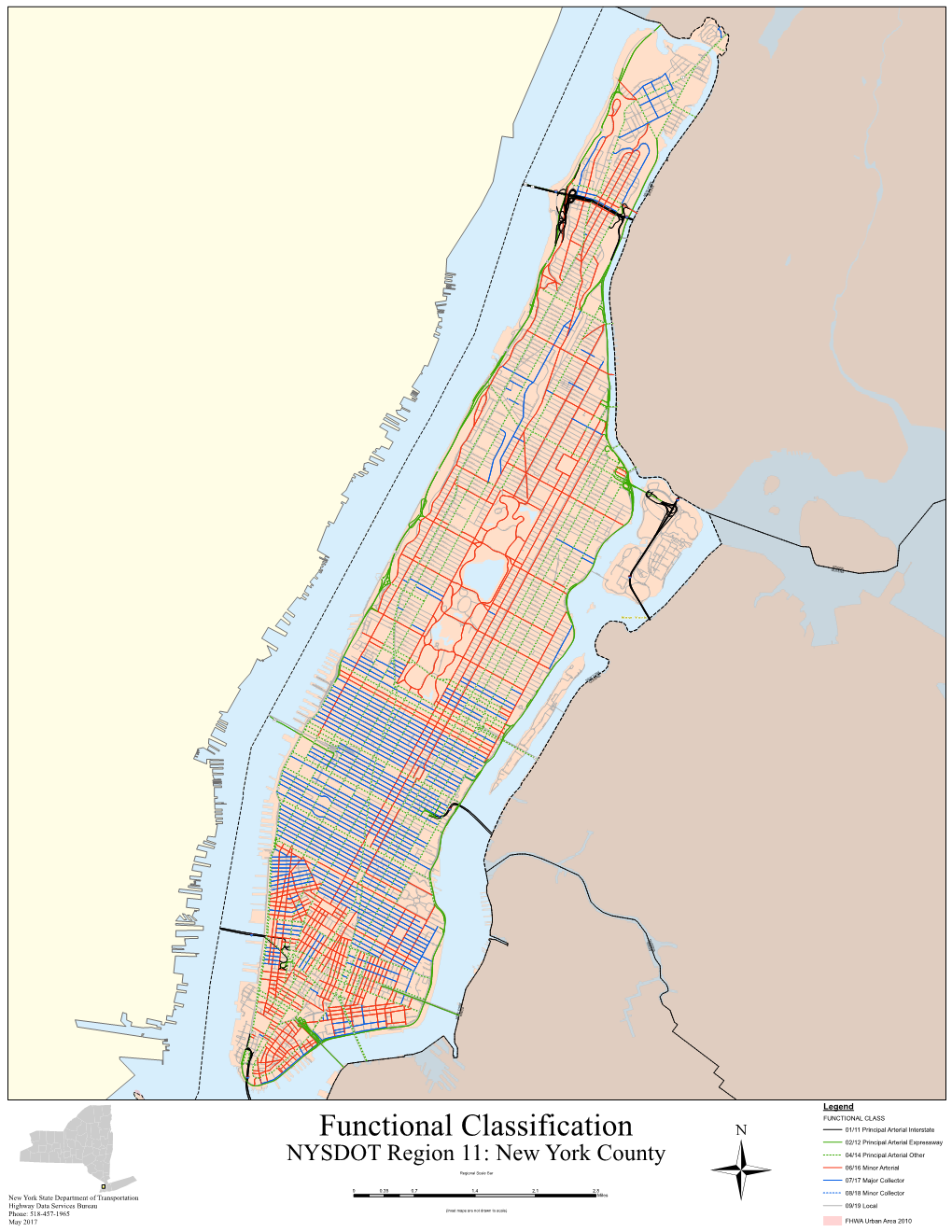 NYSDOT Region 11: New York County 04/14 Principal Arterial Other 06/16 Minor Arterial Regional Scale Bar 07/17 Major Collector