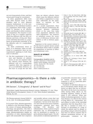 Pharmacogenomics—Is There a Role in Antibiotic Therapy?