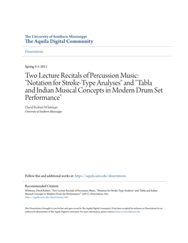 Two Lecture Recitals of Percussion Music