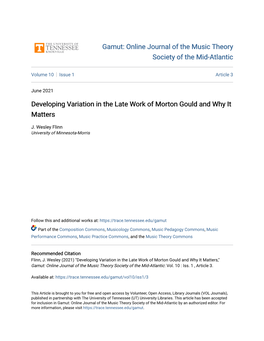 Developing Variation in the Late Work of Morton Gould and Why It Matters