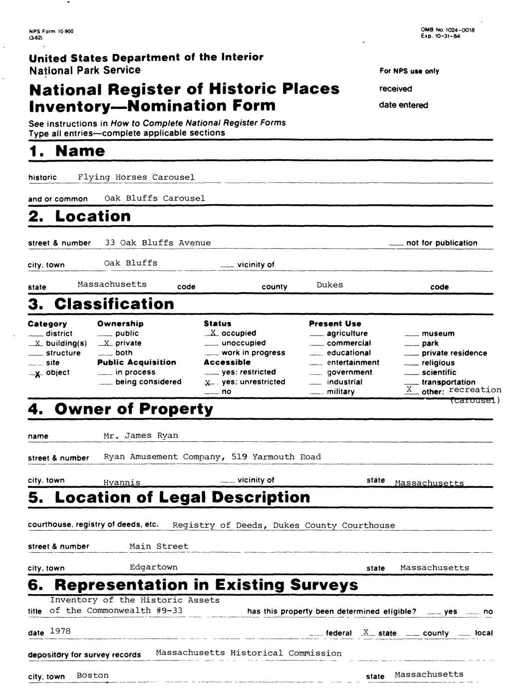 National Register of Historic Places Inventory Nomination Form Date