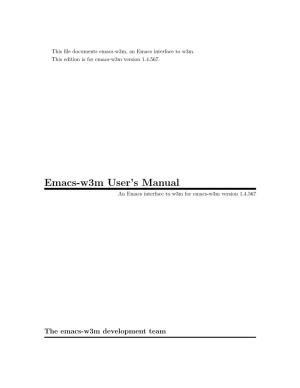 Emacs-W3m User's Manual