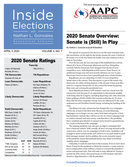 2020 Senate Overview: Senate Is (Still) in Play