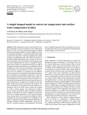 A Simple Lumped Model to Convert Air Temperature Into Surface Water