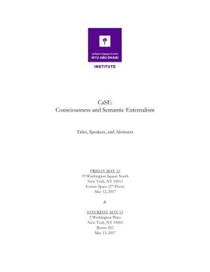Case: Consciousness and Semantic Externalism, Titles, Speakers, And