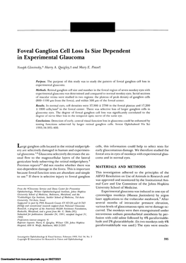 Foveal Ganglion Cell Loss Is Size Dependent in Experimental Glaucoma