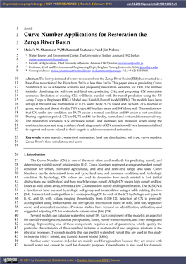 Curve Number Applications for Restoration the Zarqa River Basin