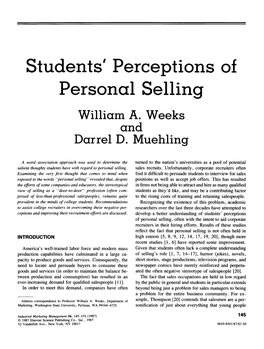 Students' Perceptions of Personal Selling