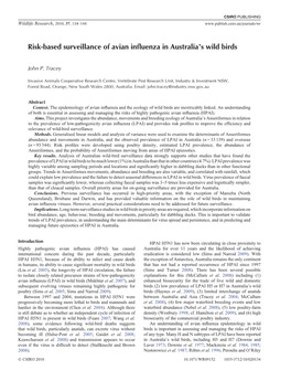 Risk-Based Surveillance of Avian Influenza in Australia's Wild Birds