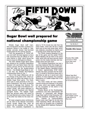 Sugar Bowl Well Prepared for National Championship Game October 2007 Vol