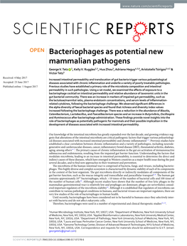 Bacteriophages As Potential New Mammalian Pathogens George V