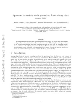 Quantum Corrections to the Generalized Proca Theory Via a Matter ﬁeld