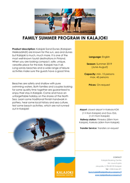 Family Summer Program in Kalajoki